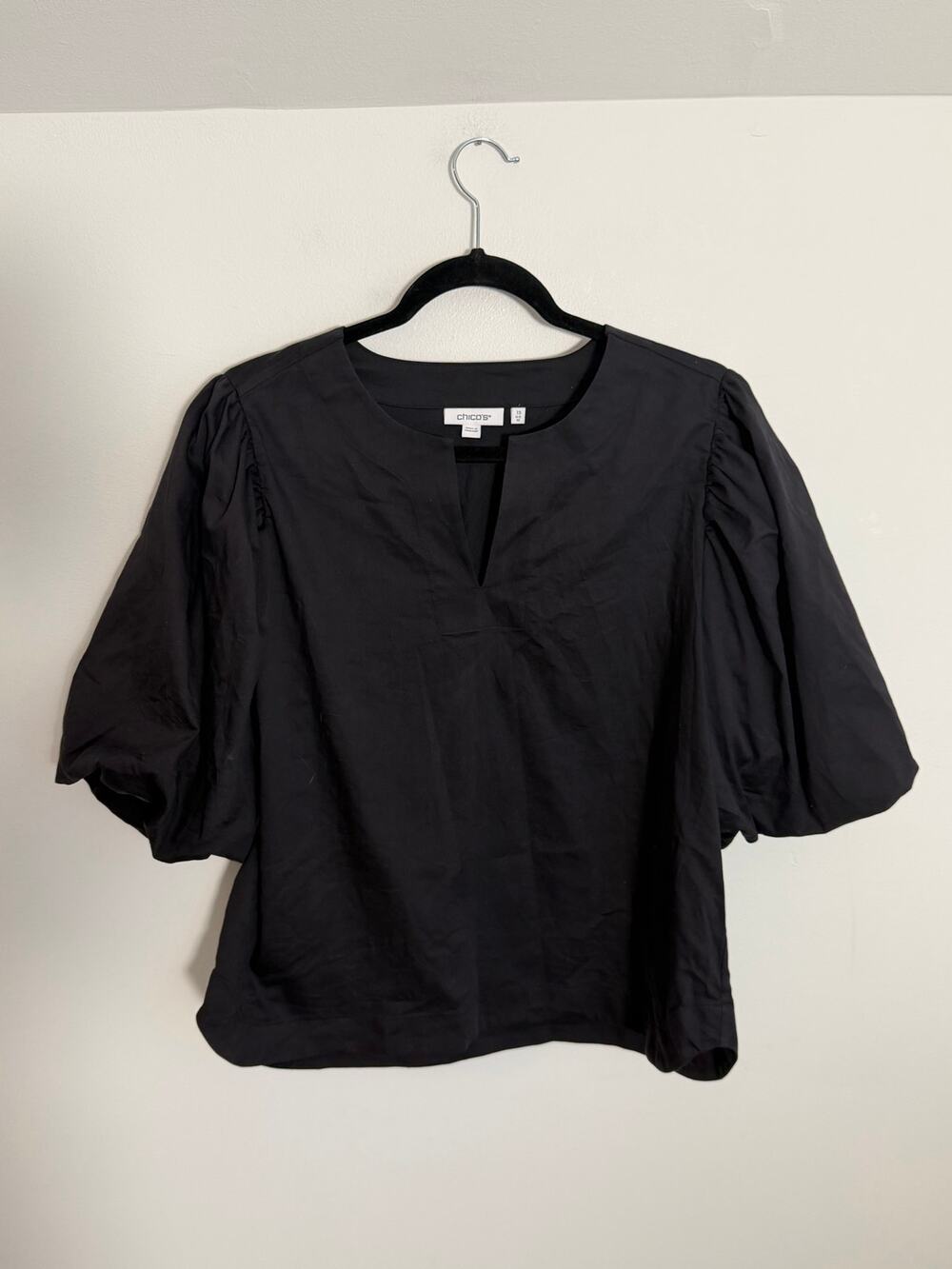 Chico's Women's Black Popover Blouse size 10